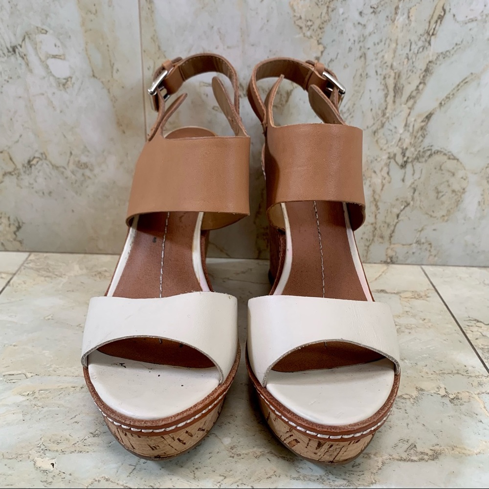 DV by Dolce Vita Bone White and Tan Jonee Sandal Wedges Size Womens 7.5